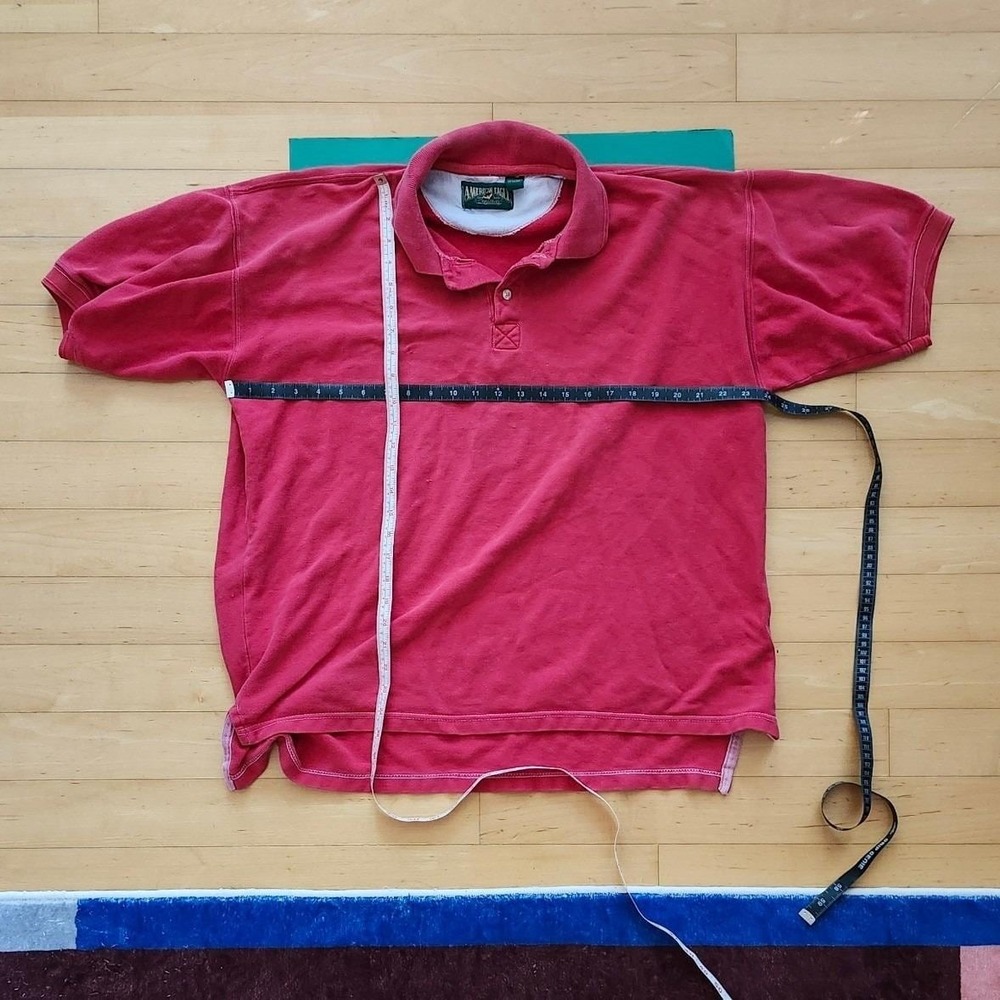 Vintage 90s American Eagle Polo Shirt Cotton Large Red Mens Prep - Picture 3 of 5
